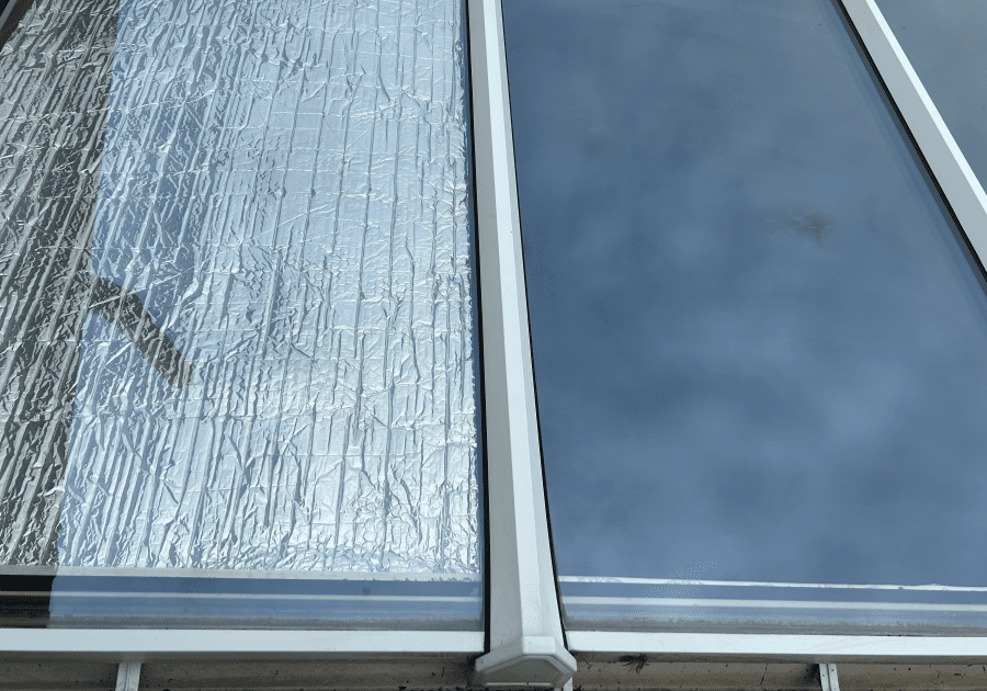 Without tint and with tint conservatory insulation