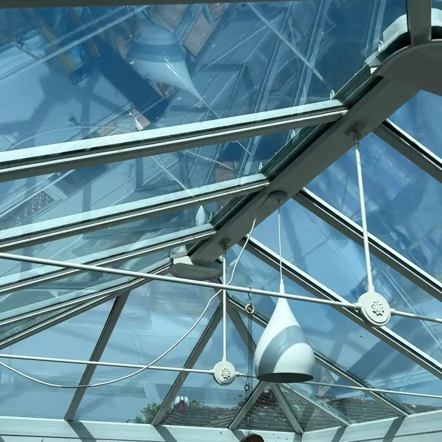 Glass ceiling, conservatory before insulation